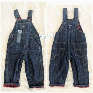 Osh Kosh NWT 18m red plaid lined denim overall